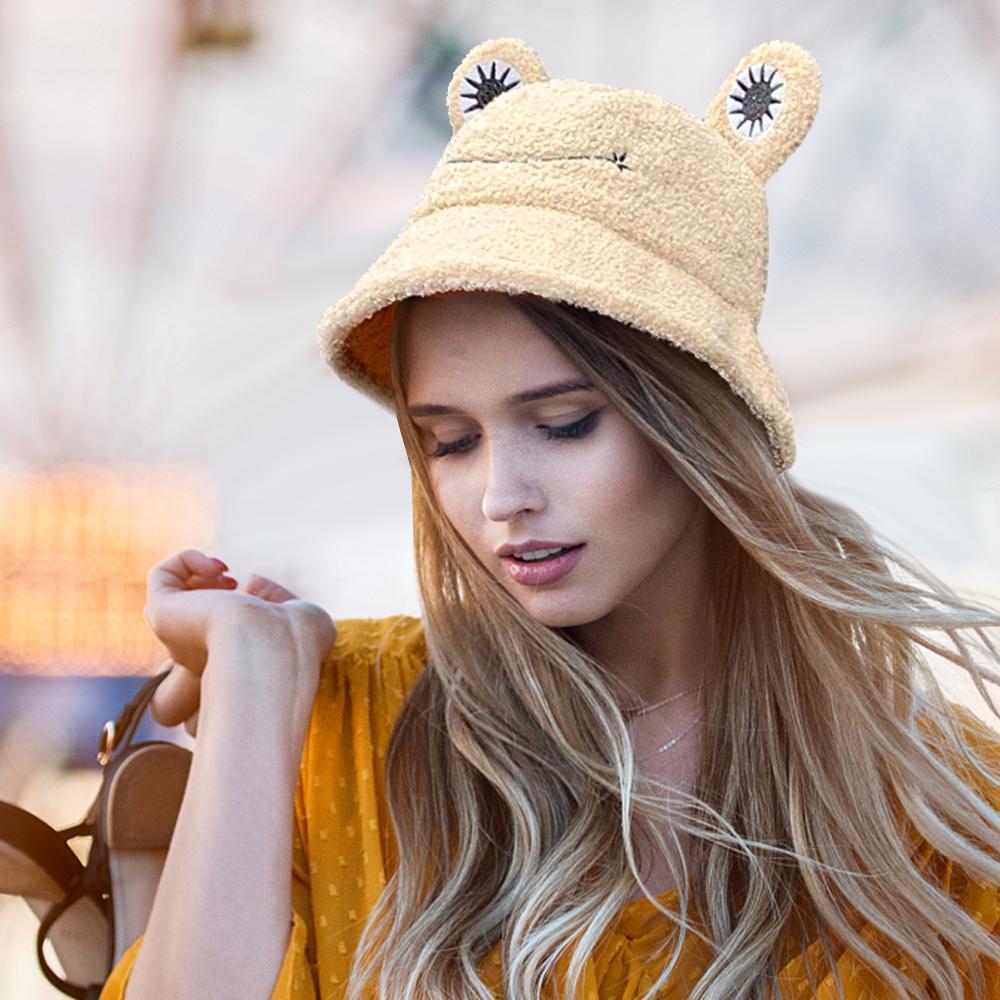 Frog Bucket Hat Frog Eyes Lambswool Gifts for Girlfriend Autumn Gifts