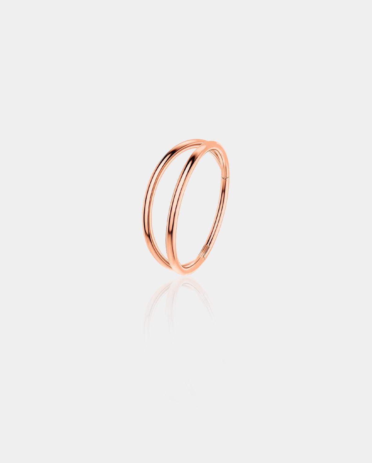 16G Double Hoop Hinged Segment Ring - Rose Gold / 10mm