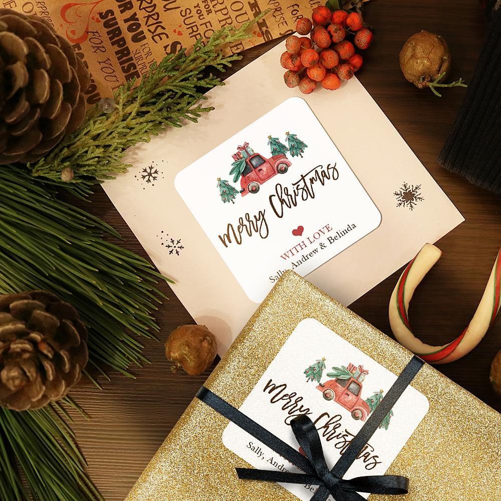 Christmas Gift-12Pcs/set Custom Text Opaque Stickers Personalized Merry Christmas Square Stickers 25*19 CM
