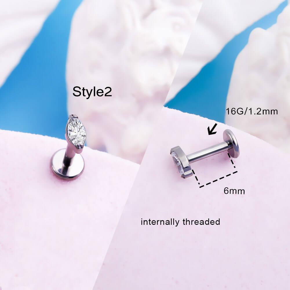 Sparkling CZ-Set Titanium Cartilage Stud - Style2