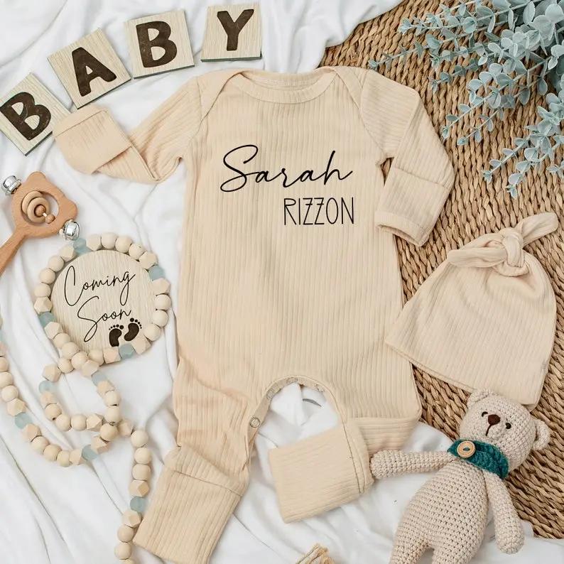 Personalized First + Middle Name Silky Baby Long Sleeve Romper- Soft Going Home Outfit for Boys and Girls - Custom Newborn Gift, Baby Shower