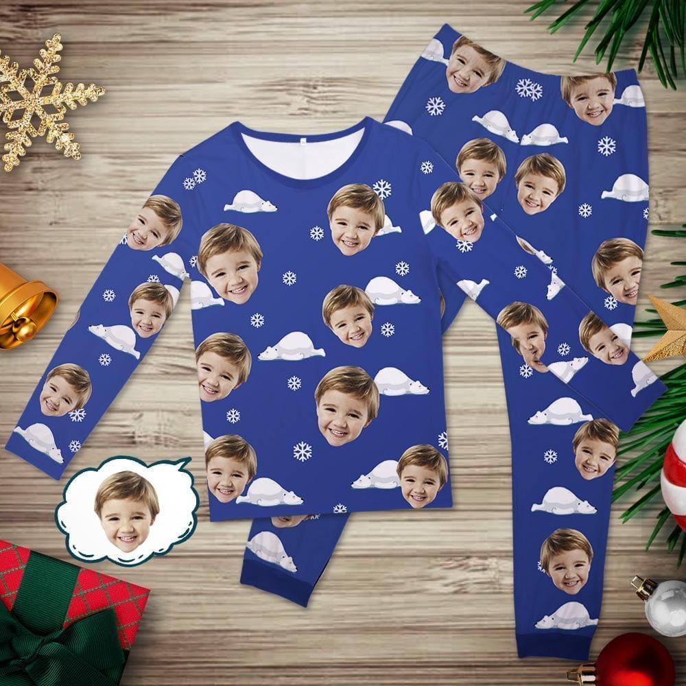 Custom Face Pajamas Lovely Polar Bear Christmas Gift for Couple