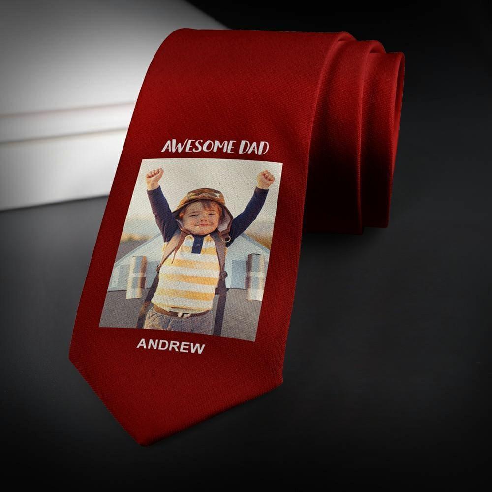 Custom Fathers Day Gifts Photo Tie - Red