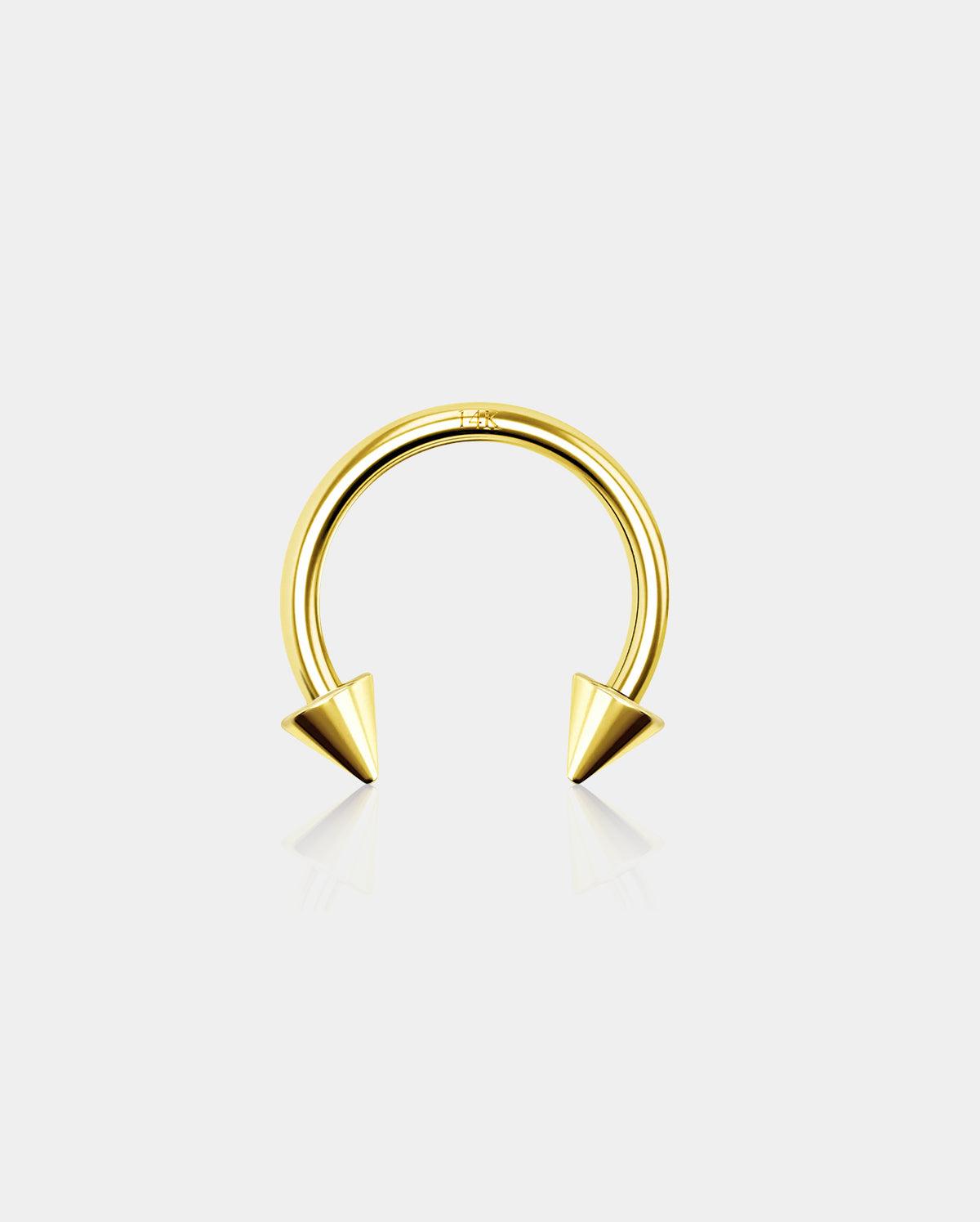 14k Gold Spike Horseshoe Septum Ring - 10mm