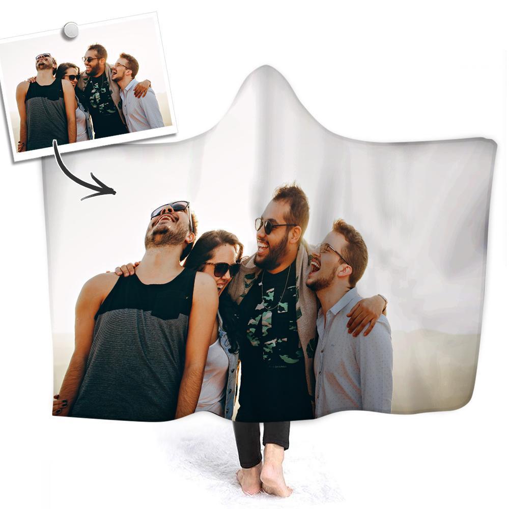 Custom Photo Hooded Blanket Air Conditioning Blanket Wrap with Soft Flannel for Friends