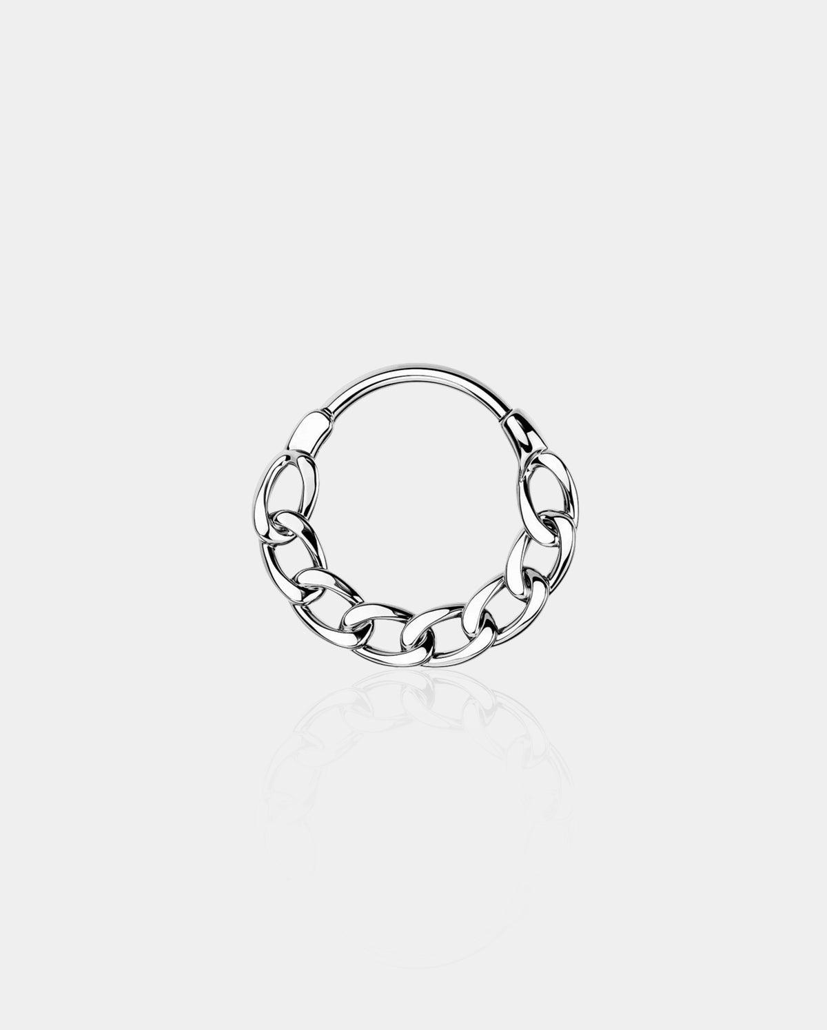 Chain Style Segment Daith Septum Ring - Silver / 10mm