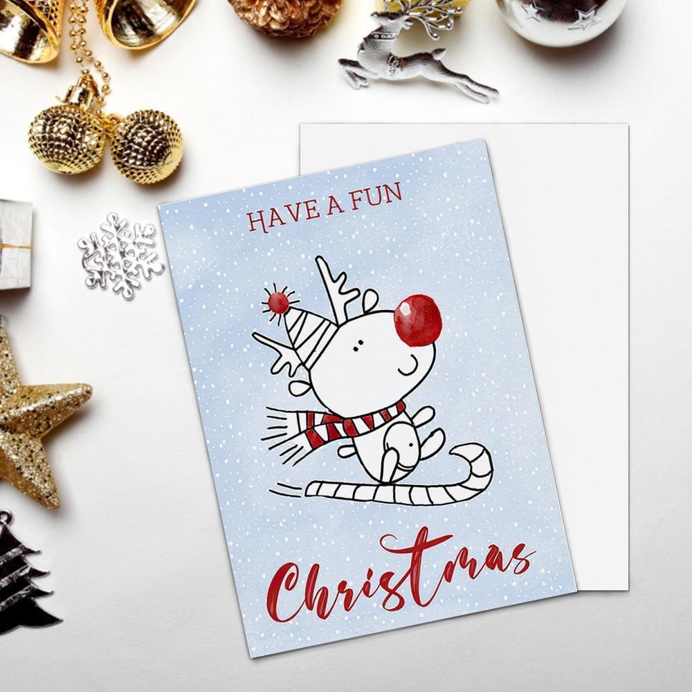 Merry Christmas Greetings Reindeer Have a Fun Christmas-Vertical Card