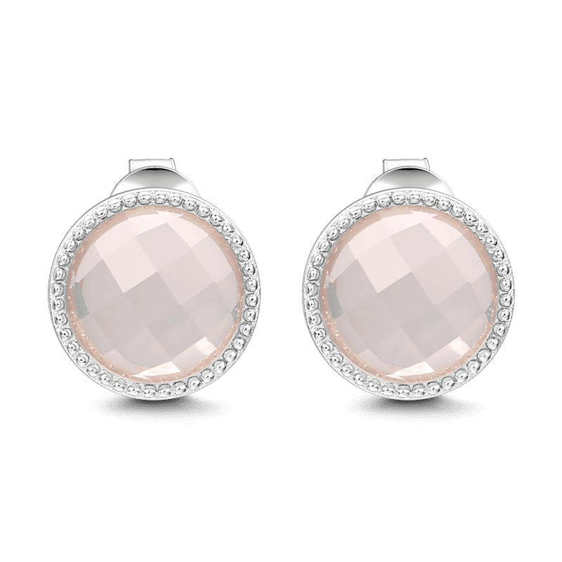 Pink Birthstone Stud Earrings Silver Plated Gifts For Girlfriend