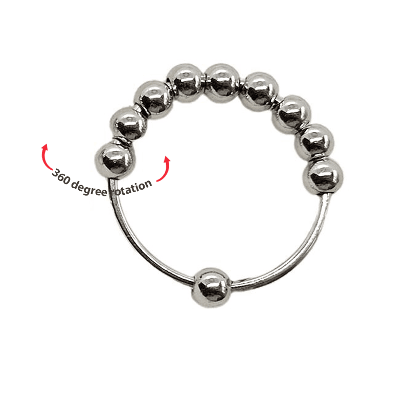 Fidget Rings Anxiety Bead Ring Anti-Anxiety Ring Rotating Ring Spinning Rings Silver Ring