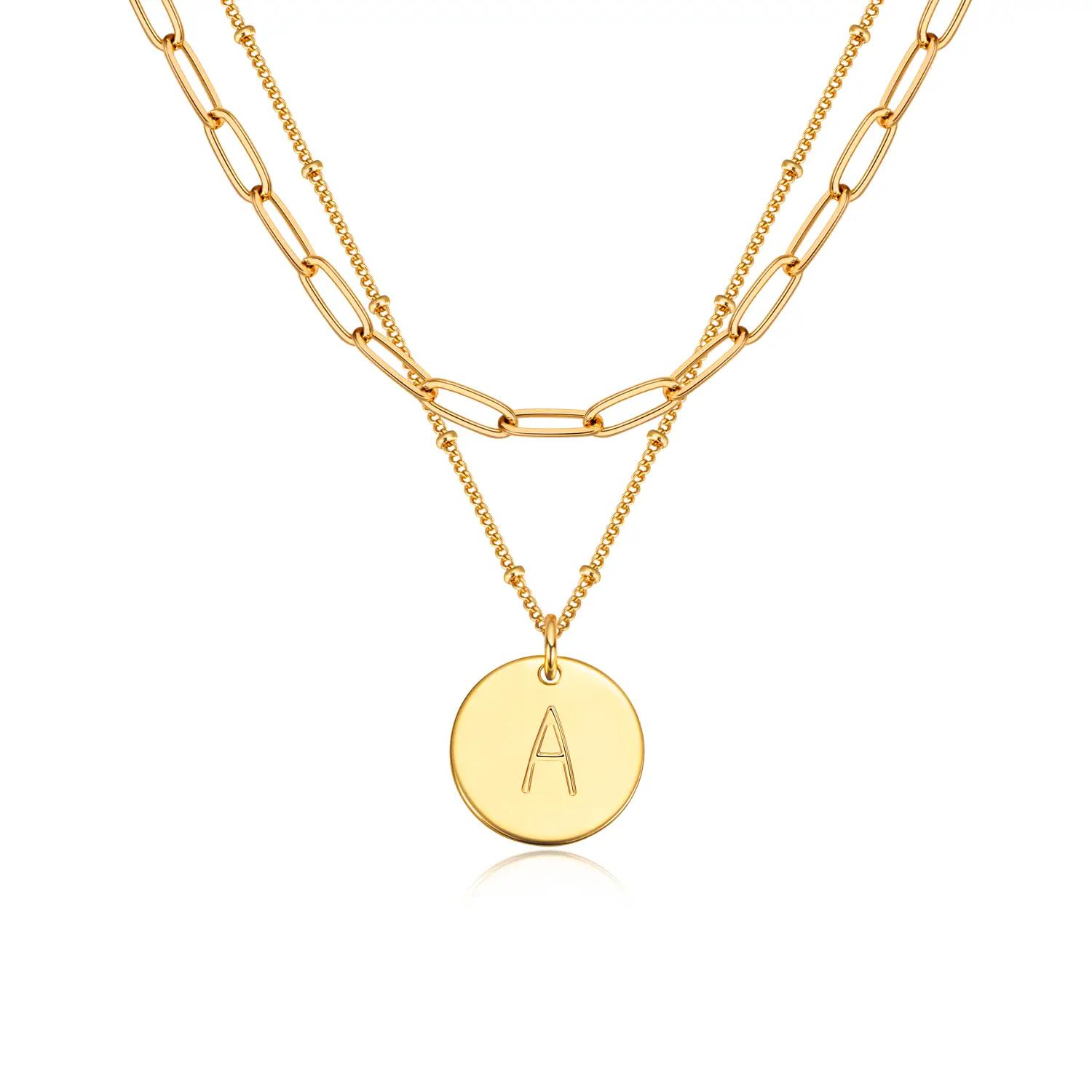 Fettero Personalized Initial Necklaces for Women Dainty Layered Necklace with gold necklace Perfect gift initial letter pendant necklace