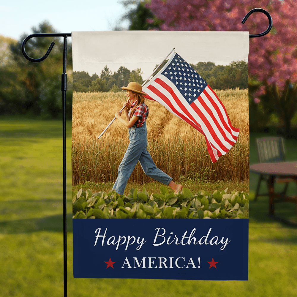 Personalized Garden Flag Happy Birthday America July 4th Gifts