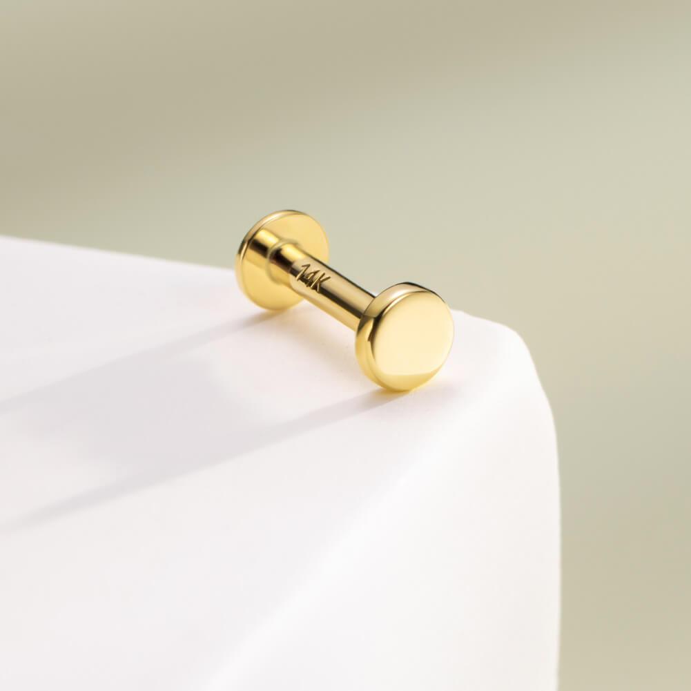 14K Gold Disc Threadless Cartilage Nose Stud - Titanium Post Only / 18G 8mm