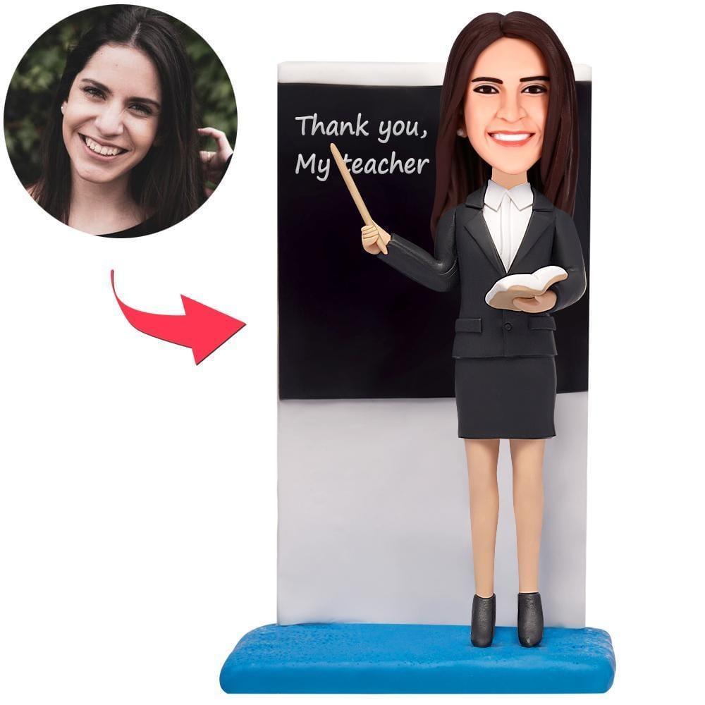 Personalized Bobblehead Female Teacher Standing On The Podium Gifts For Her