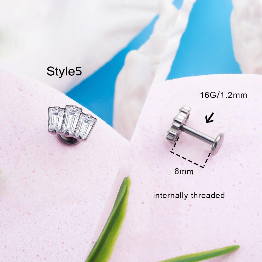 Sparkling CZ-Set Titanium Cartilage Stud - Style5