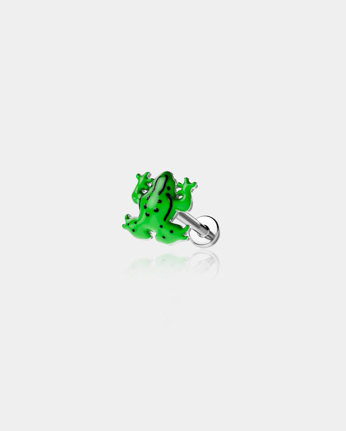 Frog Internally Threaded Labret Stud - Green
