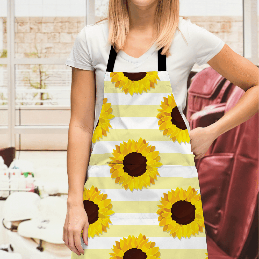 Cooking Apron Sunflower With Yellow Stripe Housewarming Gifts