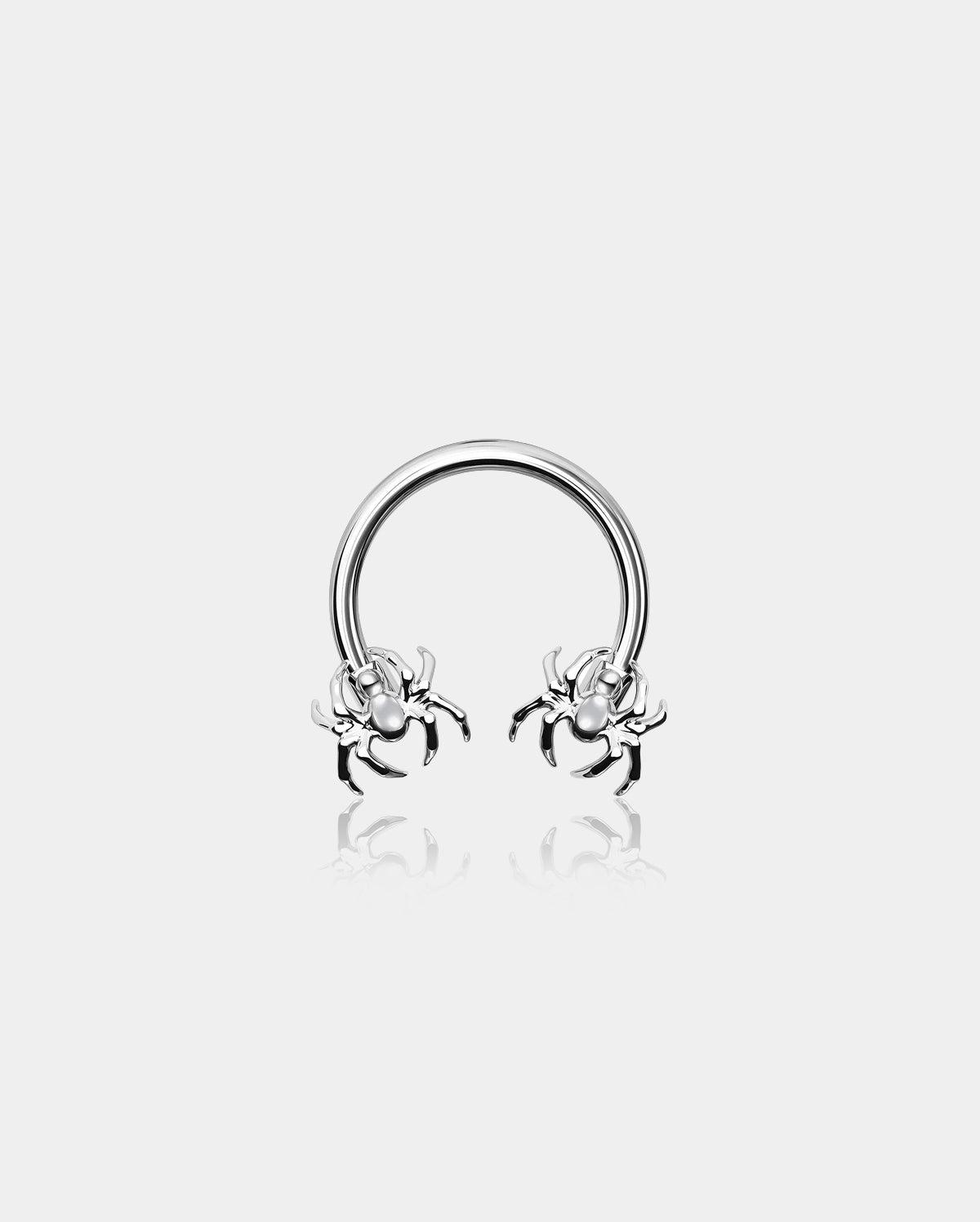 Halloween Spider Horseshoe Septum Ring - Silver