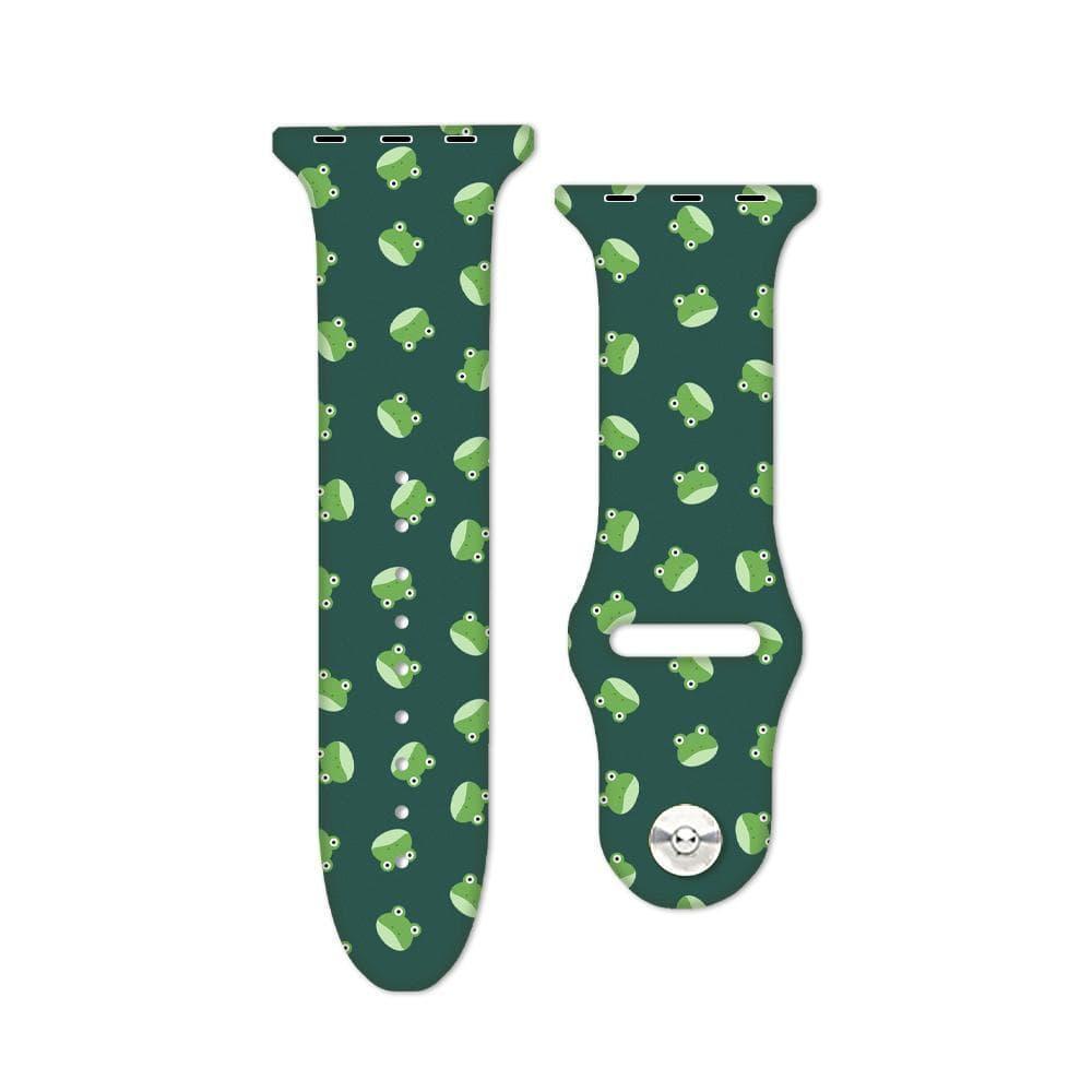 Funny Green Frog Face Pattern Apple Watch Band Silicone Gift For Friend