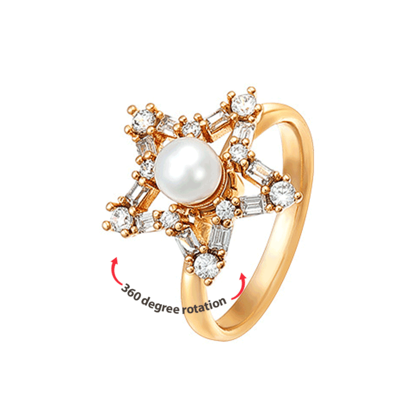 Spinning Rings Jewelry Star Plated Zircon Pearl Ring Stress Relief Gifts
