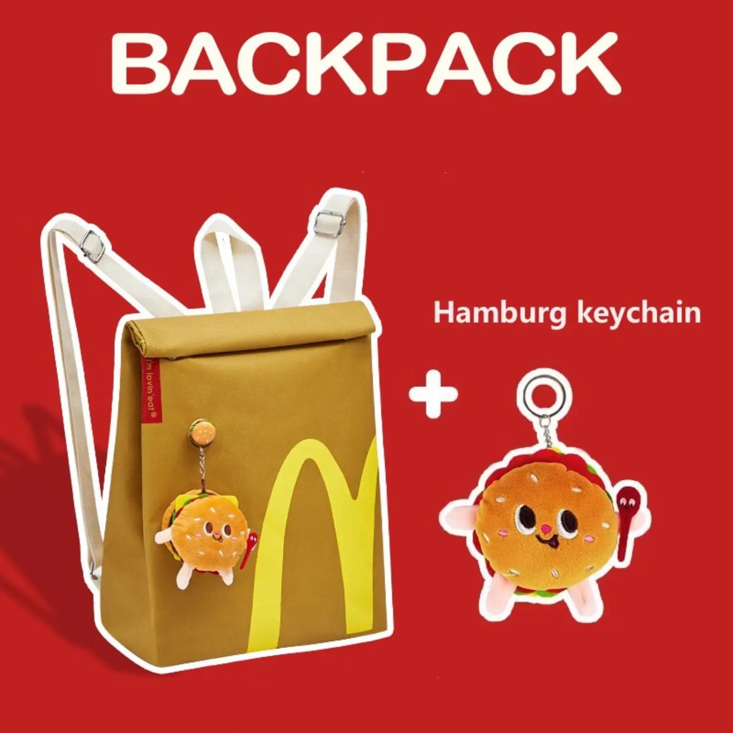 Funny Cute McDonald's Backpack Starbucks Shoulder Bag KFC Canvas Book Bag School Personalized Student Backpack for Women Teen Birthday Gift