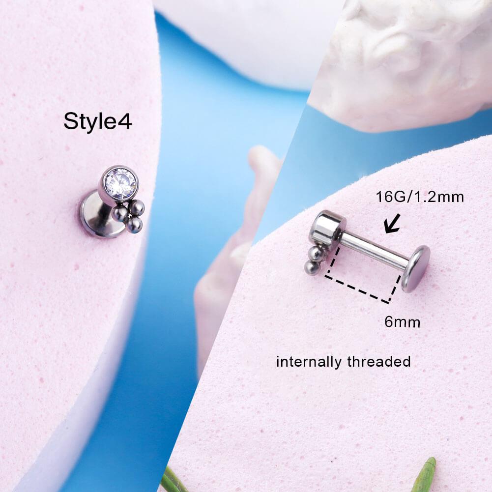 Sparkling CZ-Set Titanium Cartilage Stud - Style4