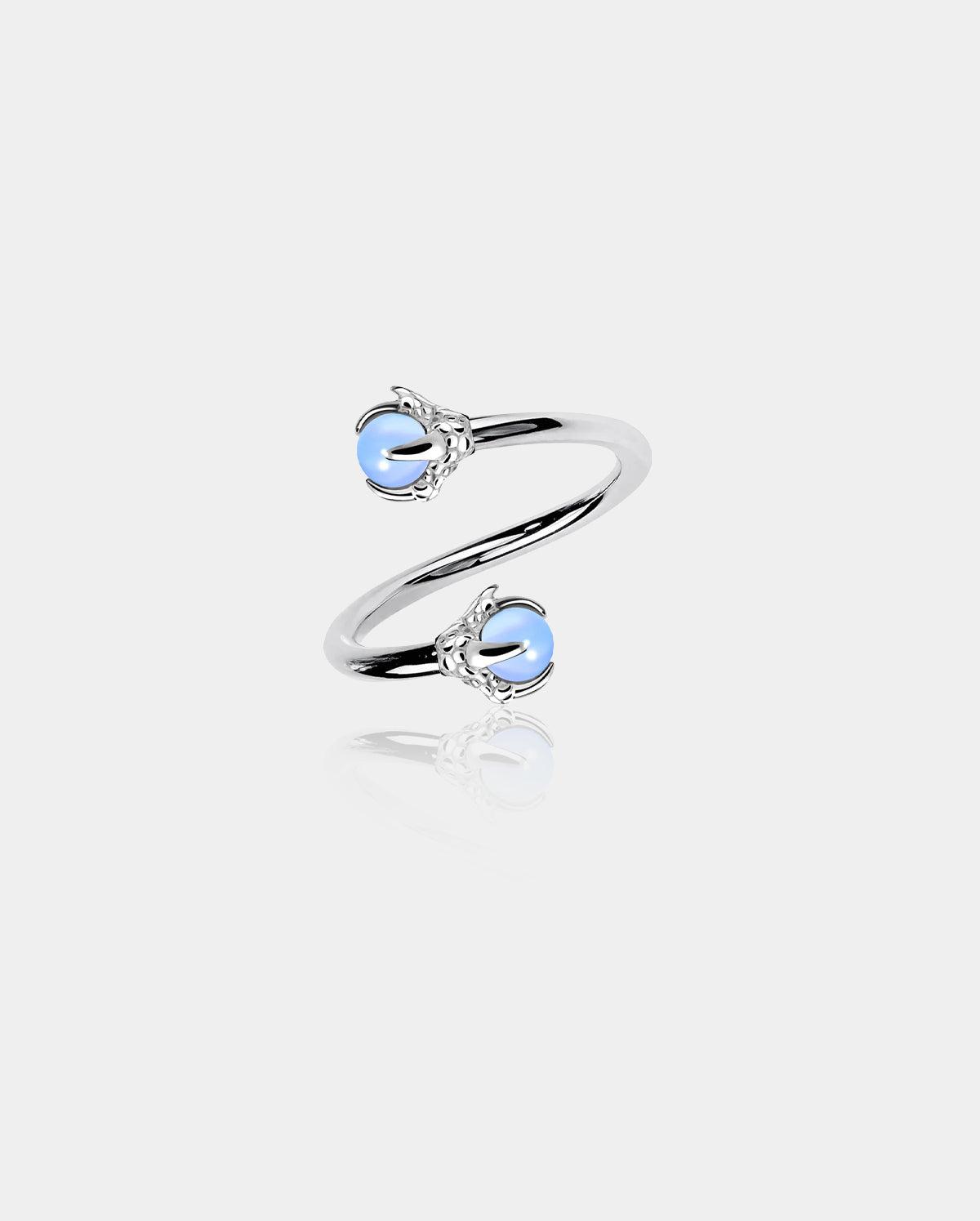 Dragon Claw S Shaped Helix Ring - Silver Opal