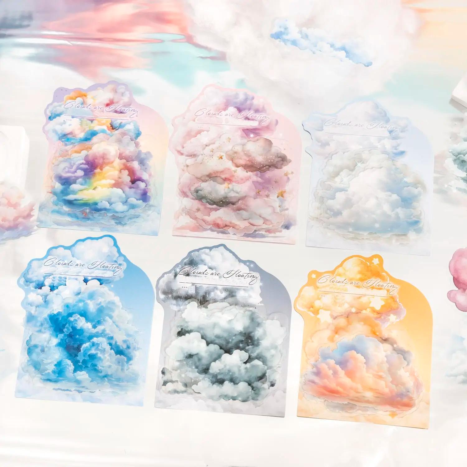 Cloud Shaped Sticker, 10pcs/set Colorful Cloud Pattern Decorative Sticker, DIY Decals for Scrapbooking, Journaling, Gift Wrapping, Christmas Gift