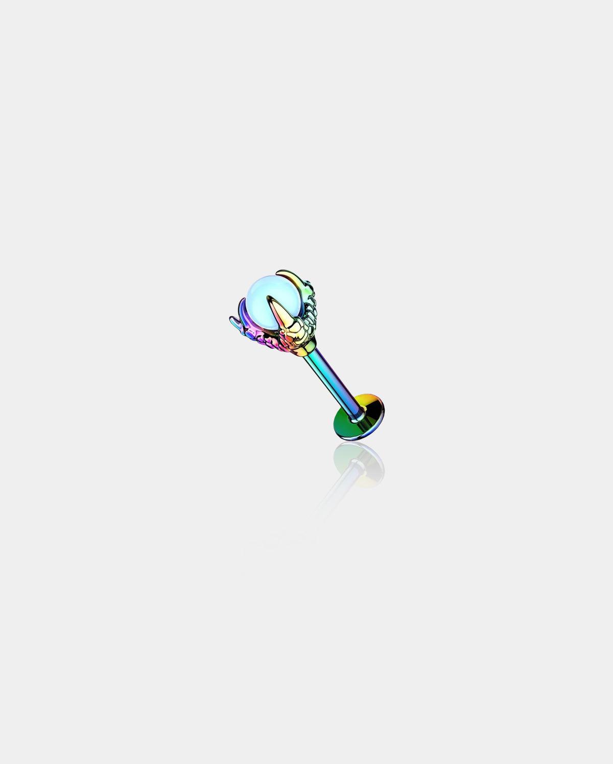 Opalite Dragon Claws Helix Stud - Rainbow