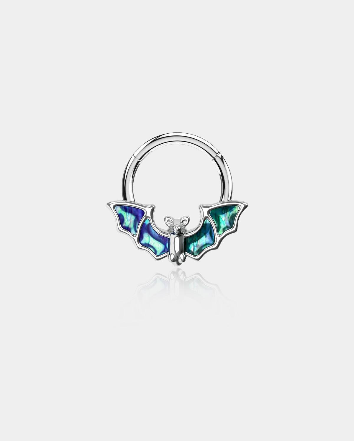 Abalone Shell Bat Hinged Septum Ring - 10mm