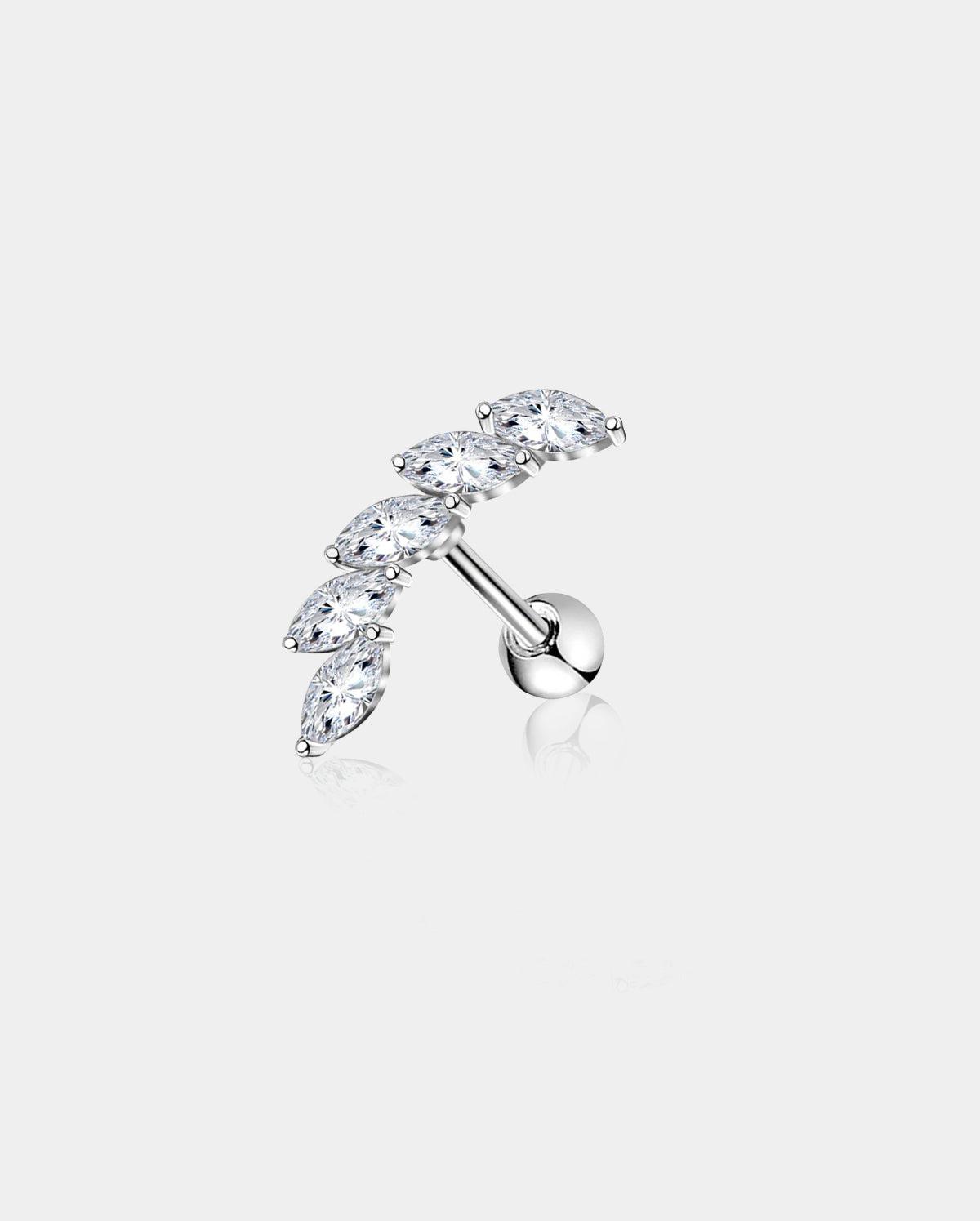 CZ Curved Cartilage Stud - Silver