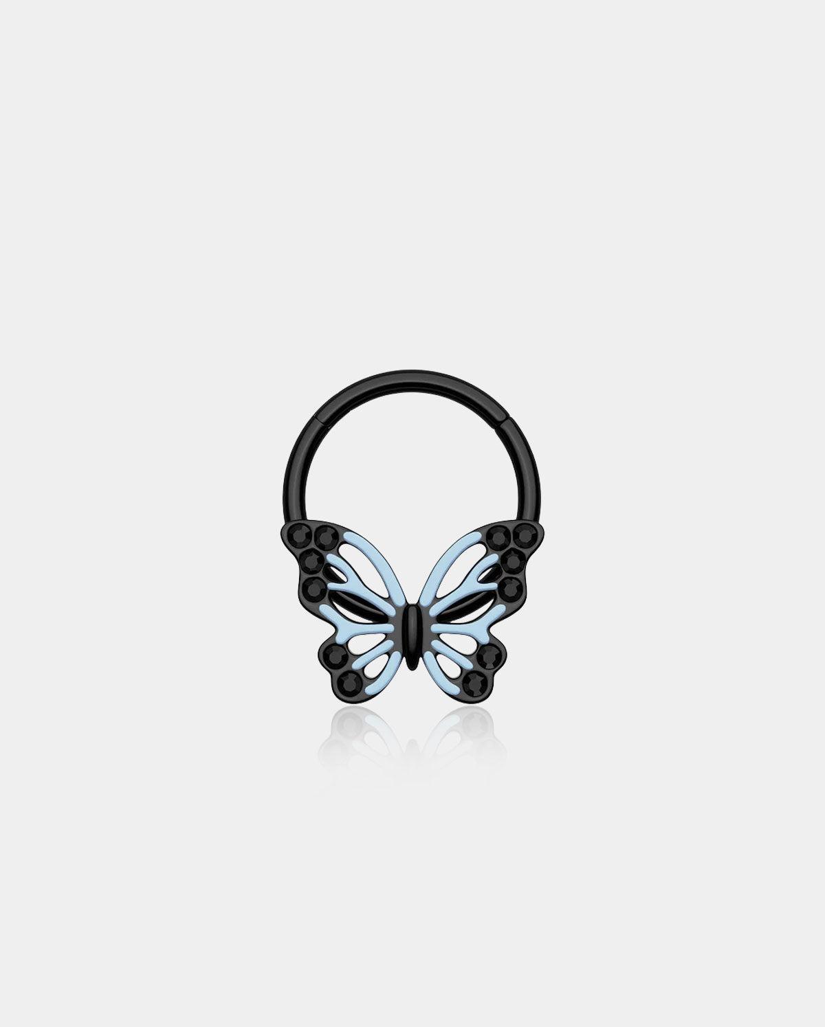 Black Blue Butterfly Segment Septum Ring