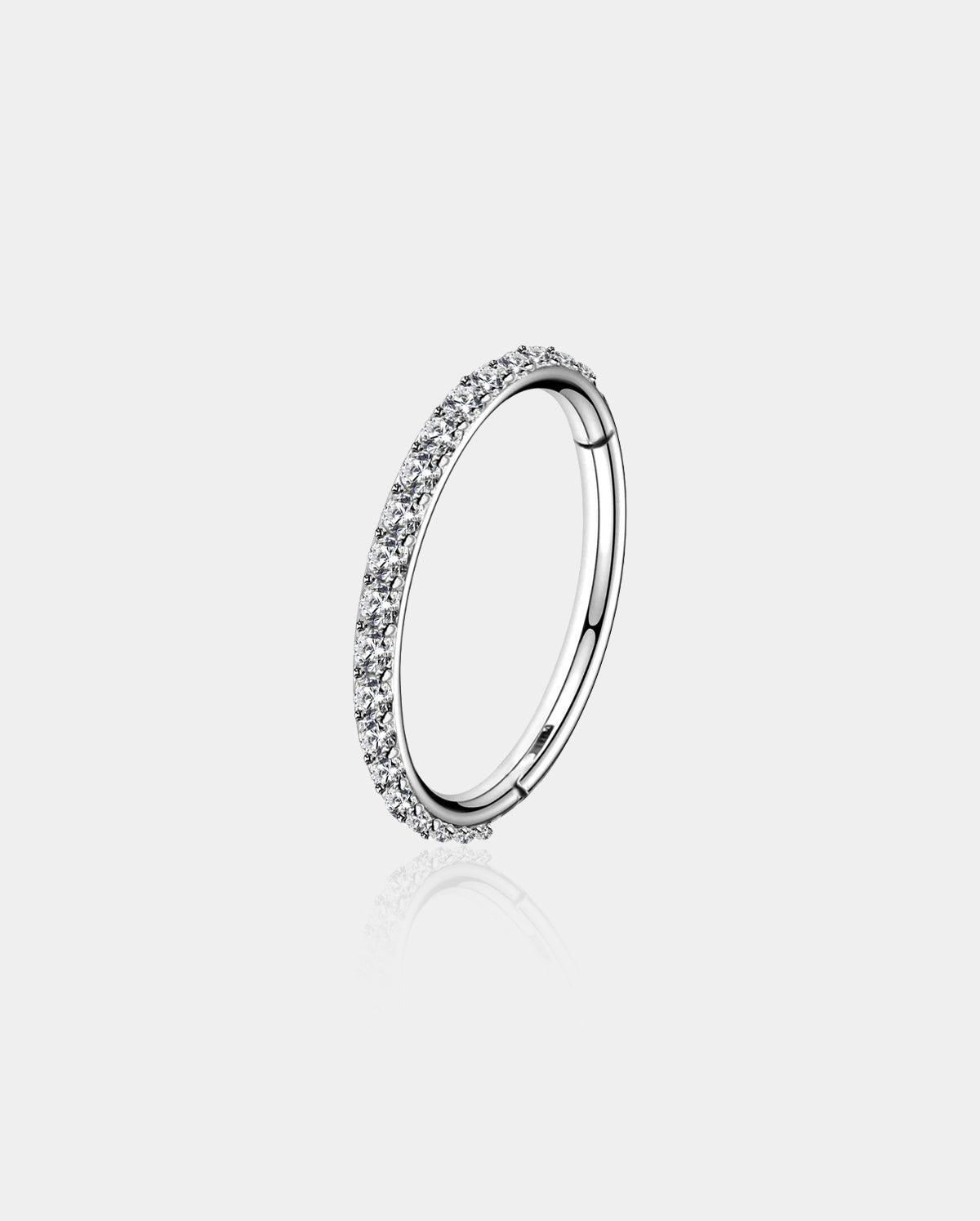 16G CZ Hinged Segment Cartilage Ring - Silver / 12mm