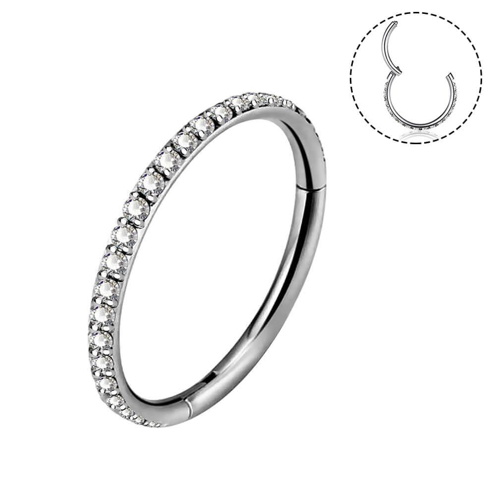 18G CZ Titanium Segment Nose Hoop - 6mm / Sliver
