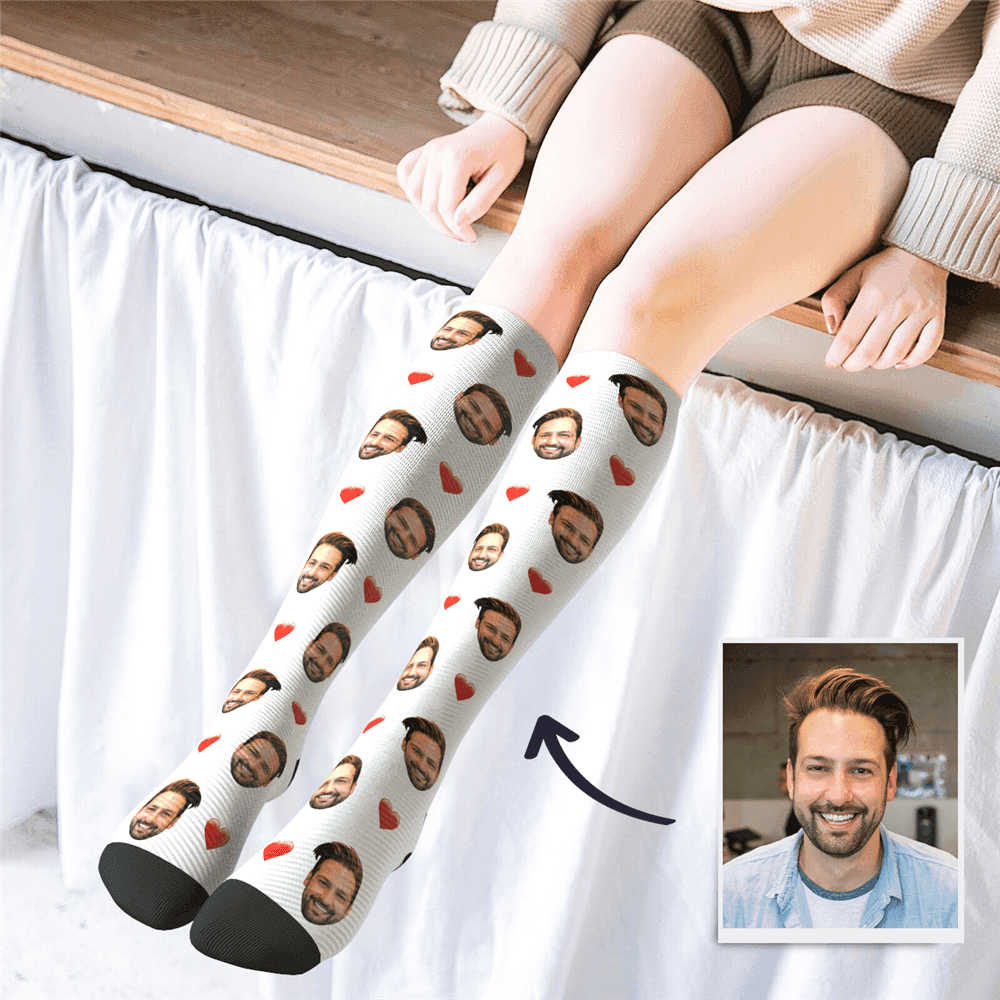 Boyfriend Face Knee High Socks Long Distance Relationship Gift
