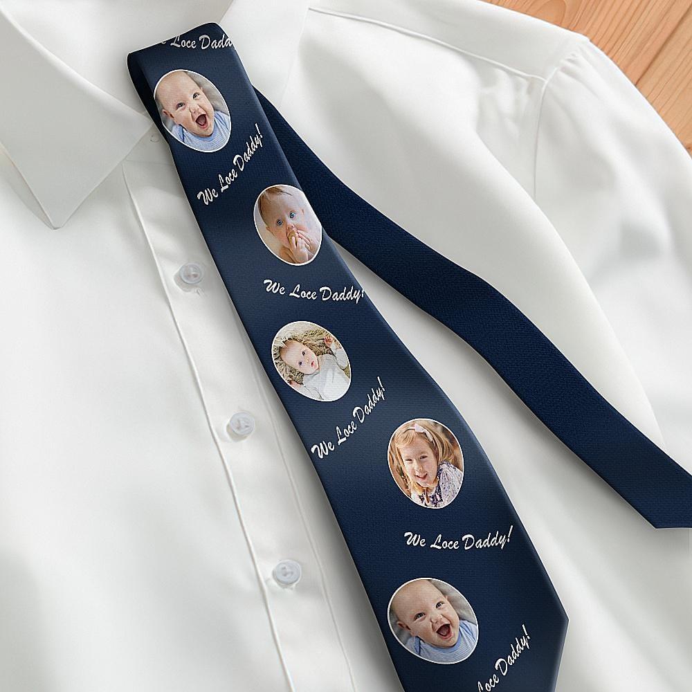 First Fathers Day Gifts Printed Necktie - Dark Blue