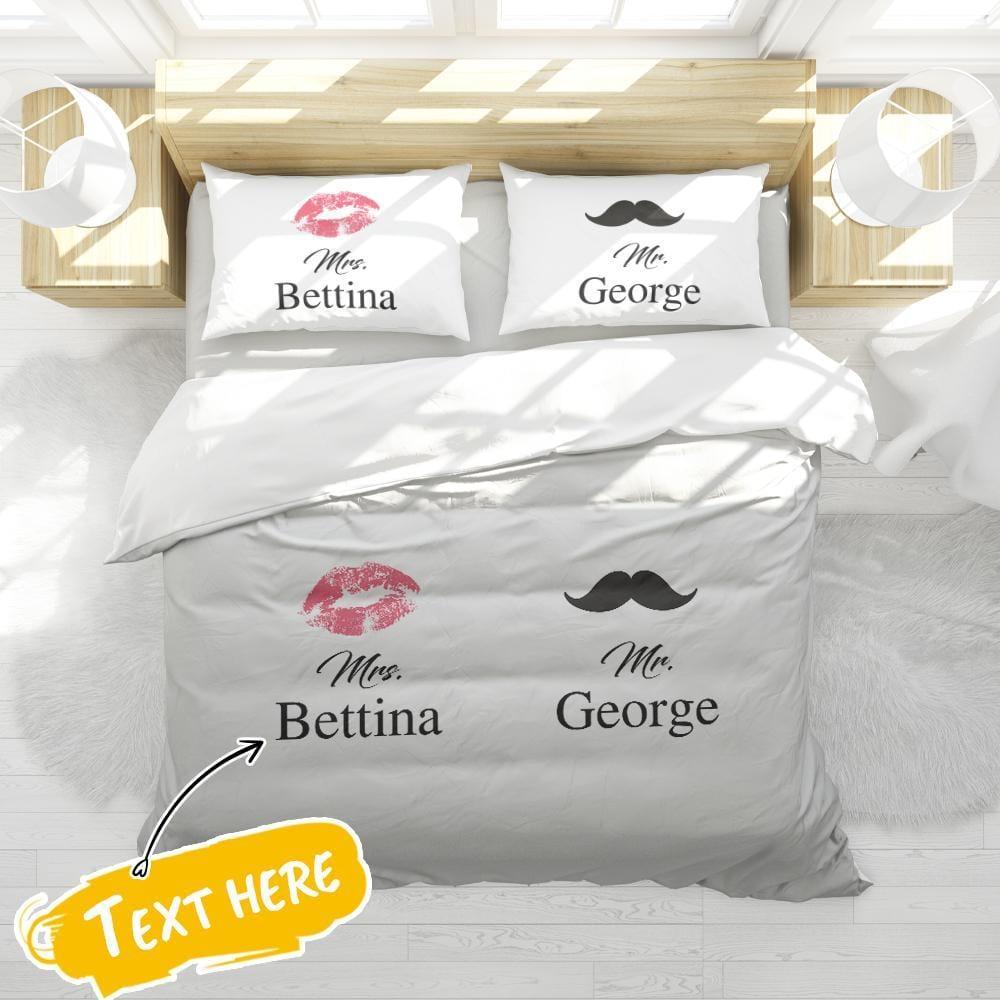 Custom Name Duvet Cover Double Bedding Set Wedding Gifts