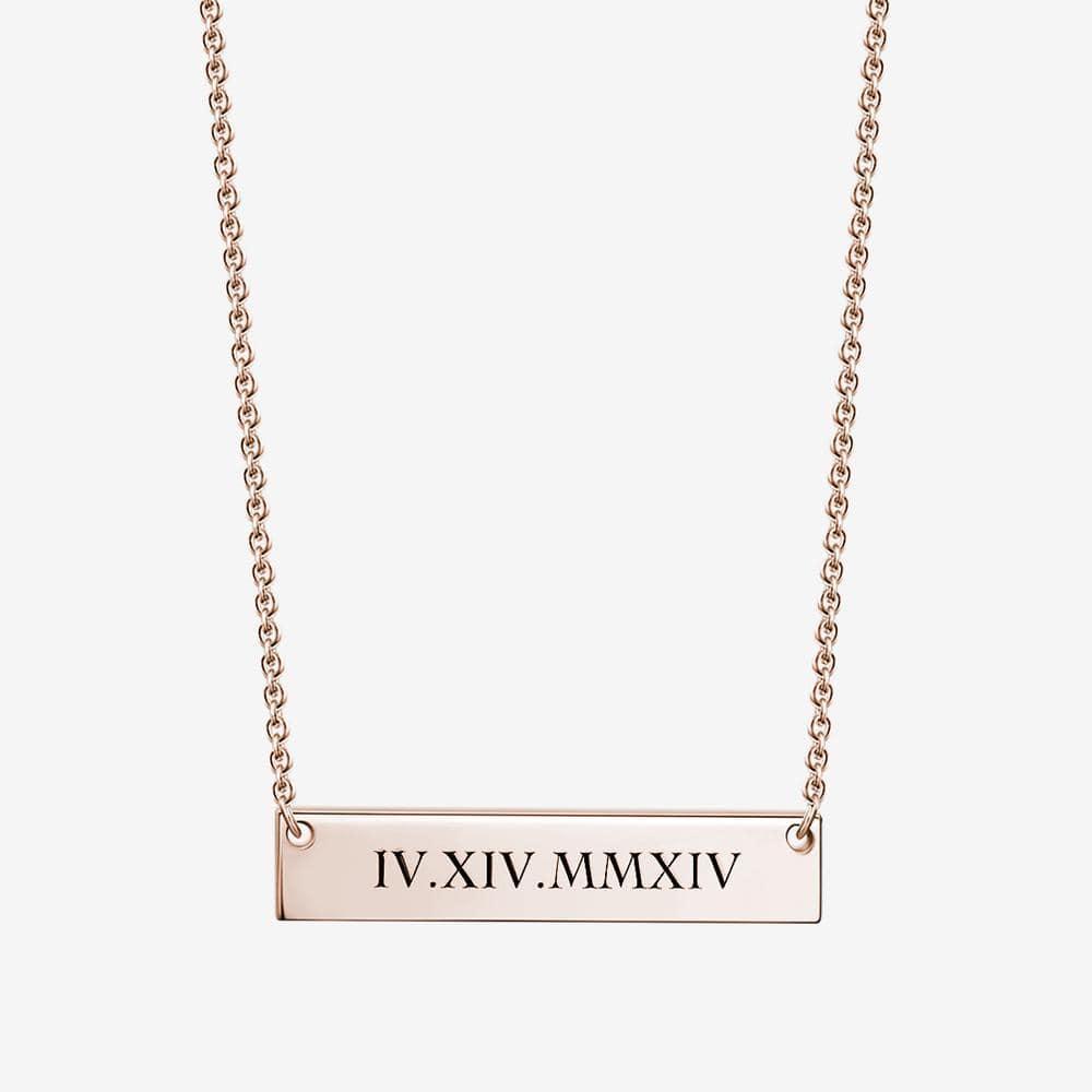Birthday Gift Engraved Bar Necklace - Silver