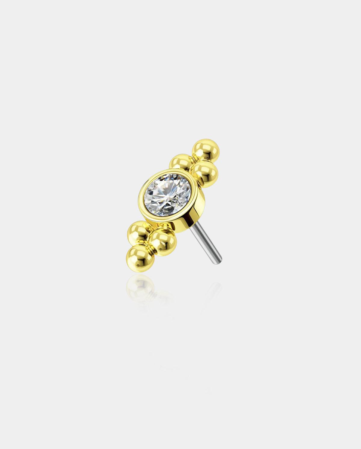 14K Gold Symmetry Beads Threadless Labret Stud - 14K Top only / top only
