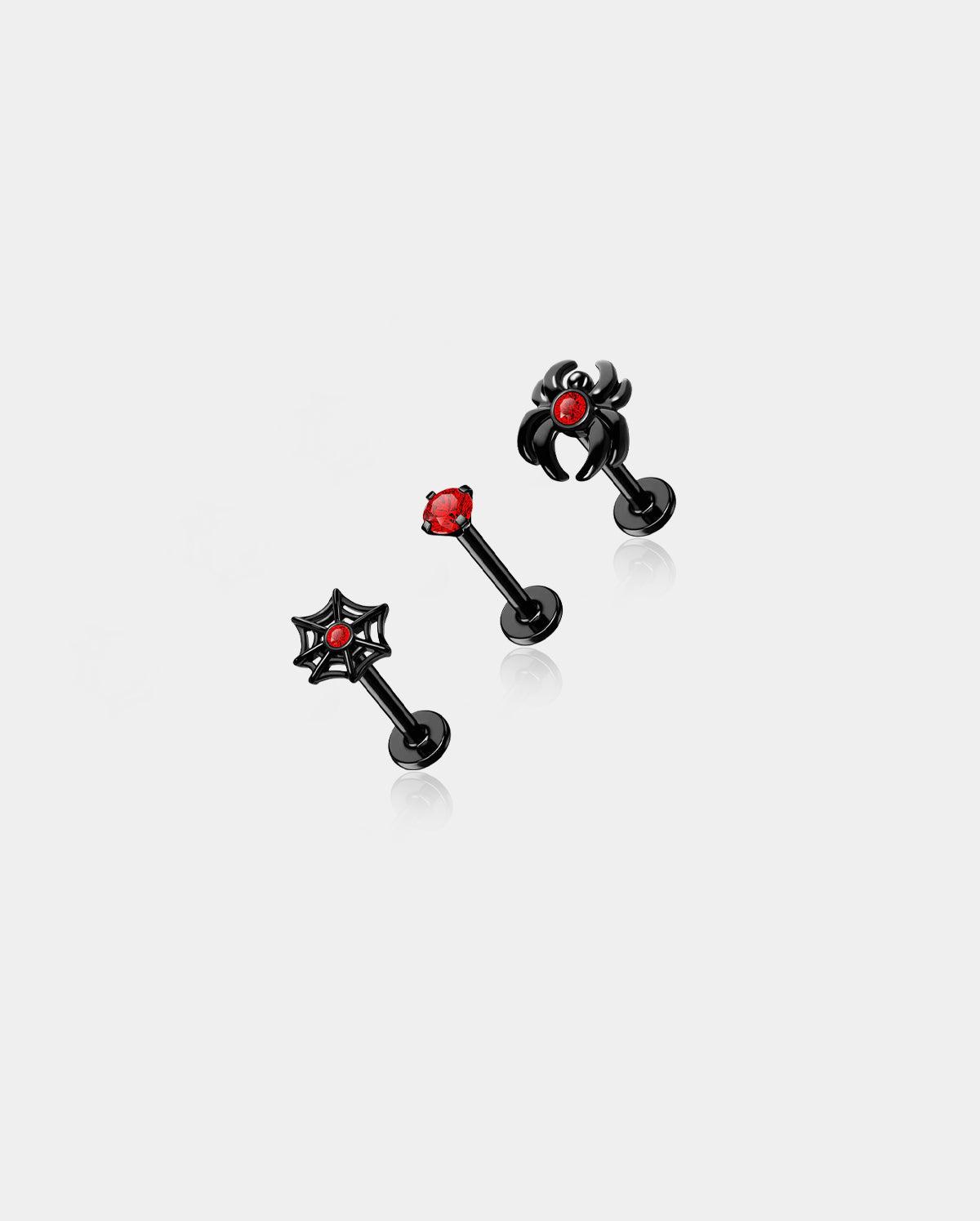3PCS Spider Internally Threaded Helix Studs