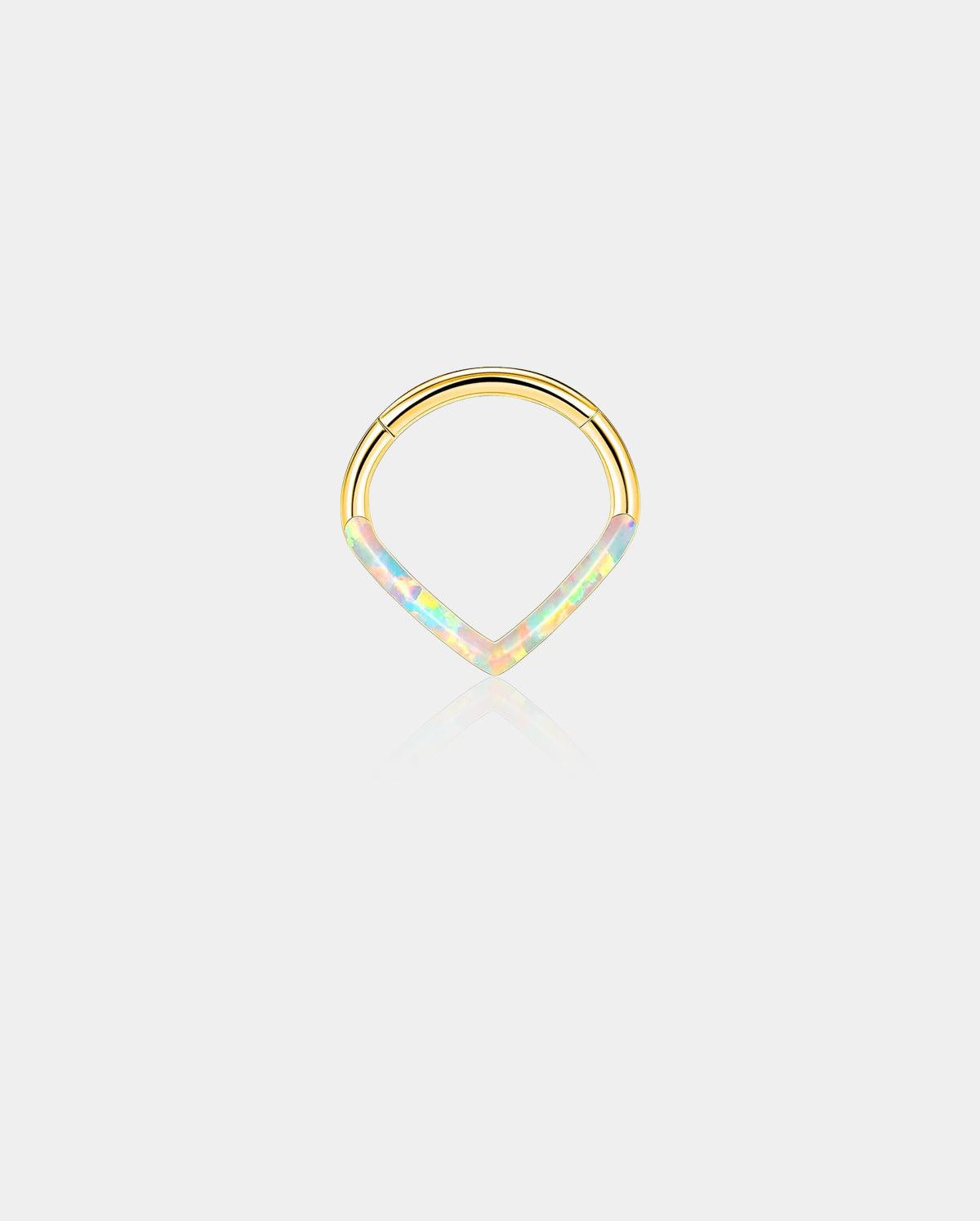 Opal Triangle Septum Segment Ring - Gold / 8mm