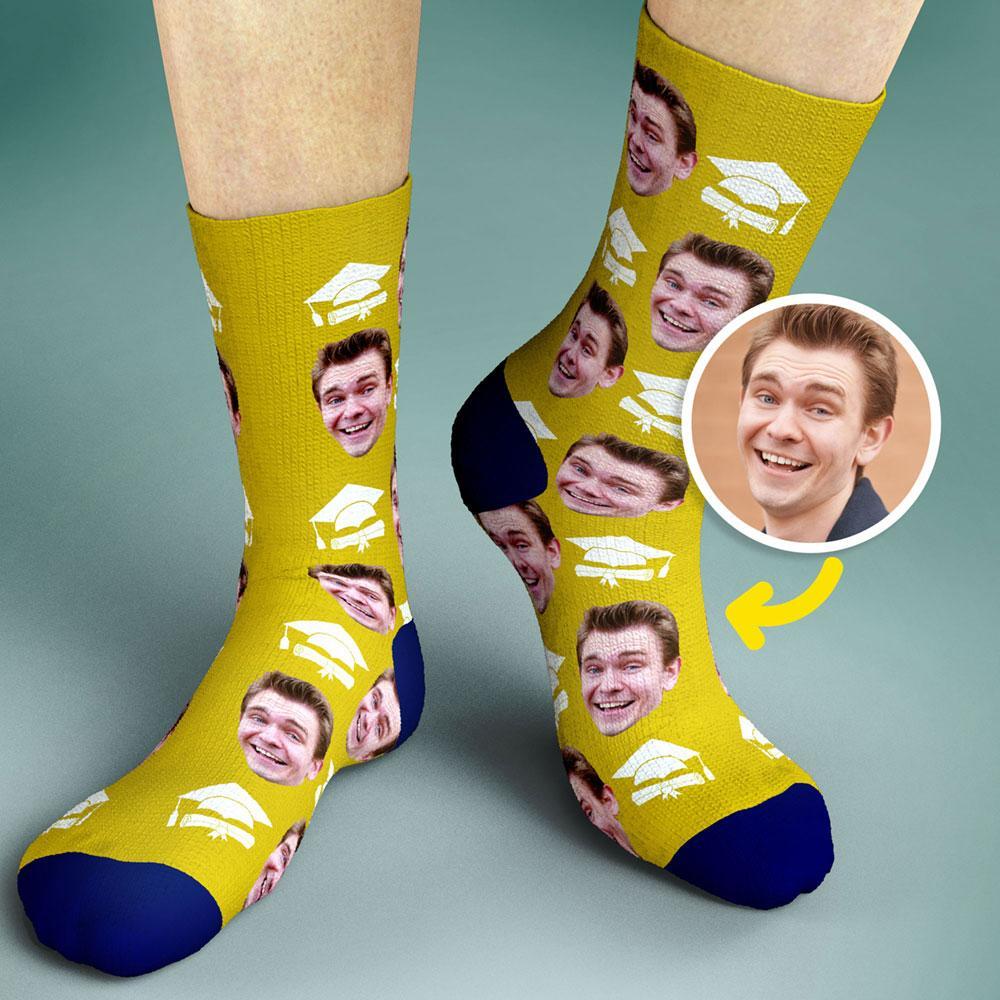 Graduation Gifts Personalized Face Sock with Bachelor Cap Sock