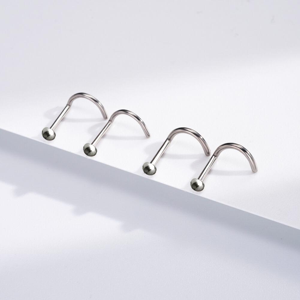 2PCS Titanium HalfBall Nose Screw Studs - 20G/0.8mm