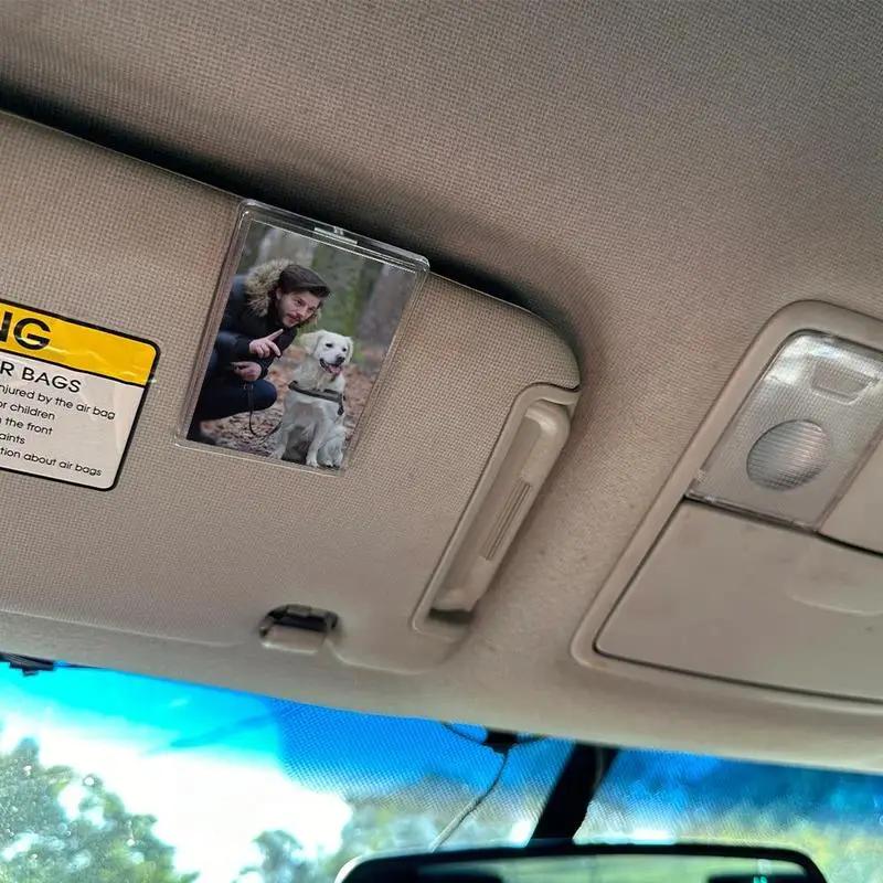 DIY Personalized Photo Car Sun Visor Clip & Decoration - High-Transparency Acrylic, Magnetic Display Frame, Unique Men's Gift for Vehicles Backseat Ha