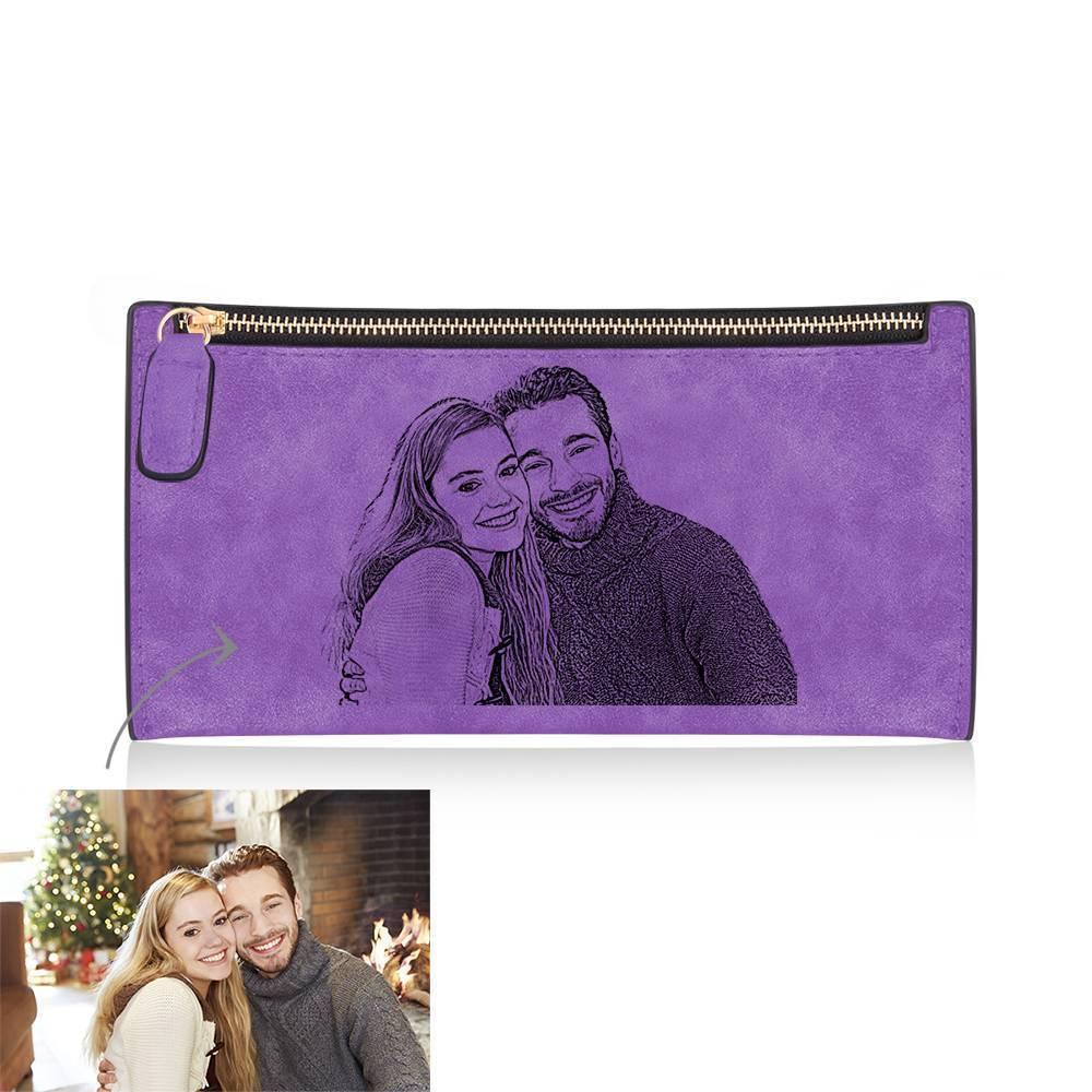 Personalized Photo Wallet Birthday Gift For Girlfriend - Purple