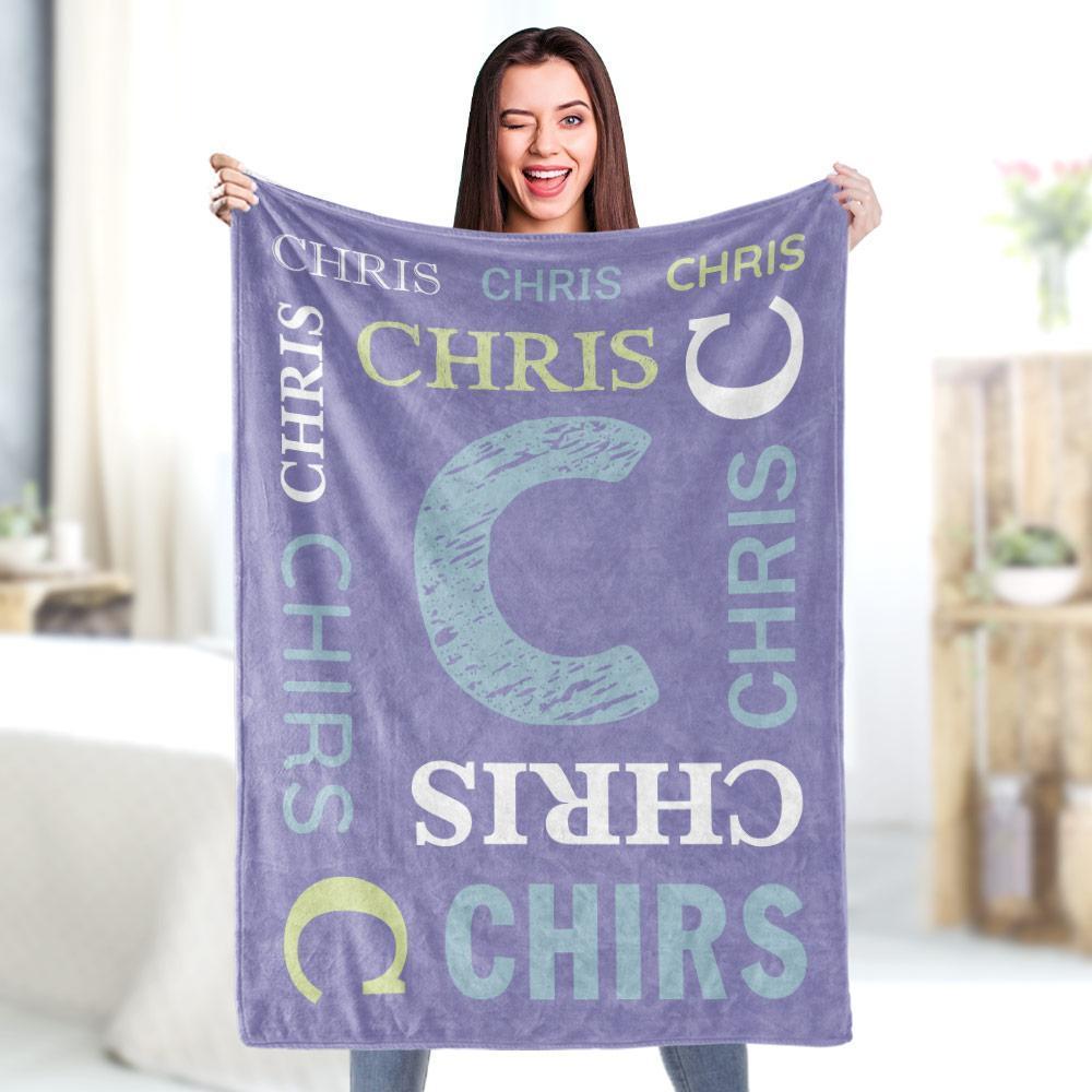 Custom Christmas Name Blanket Personalized Repeat Name Blanket Christmas Gift for Family