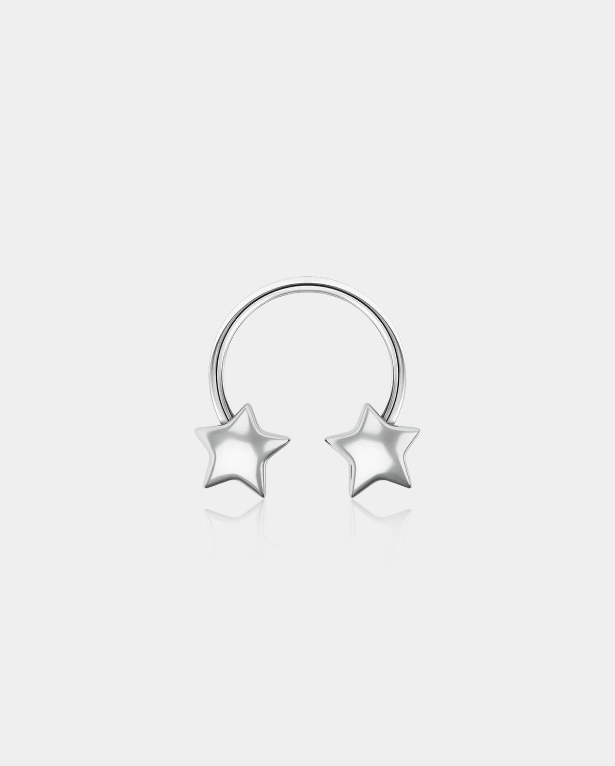 3D Star Horseshoe Septum Ring - Silver