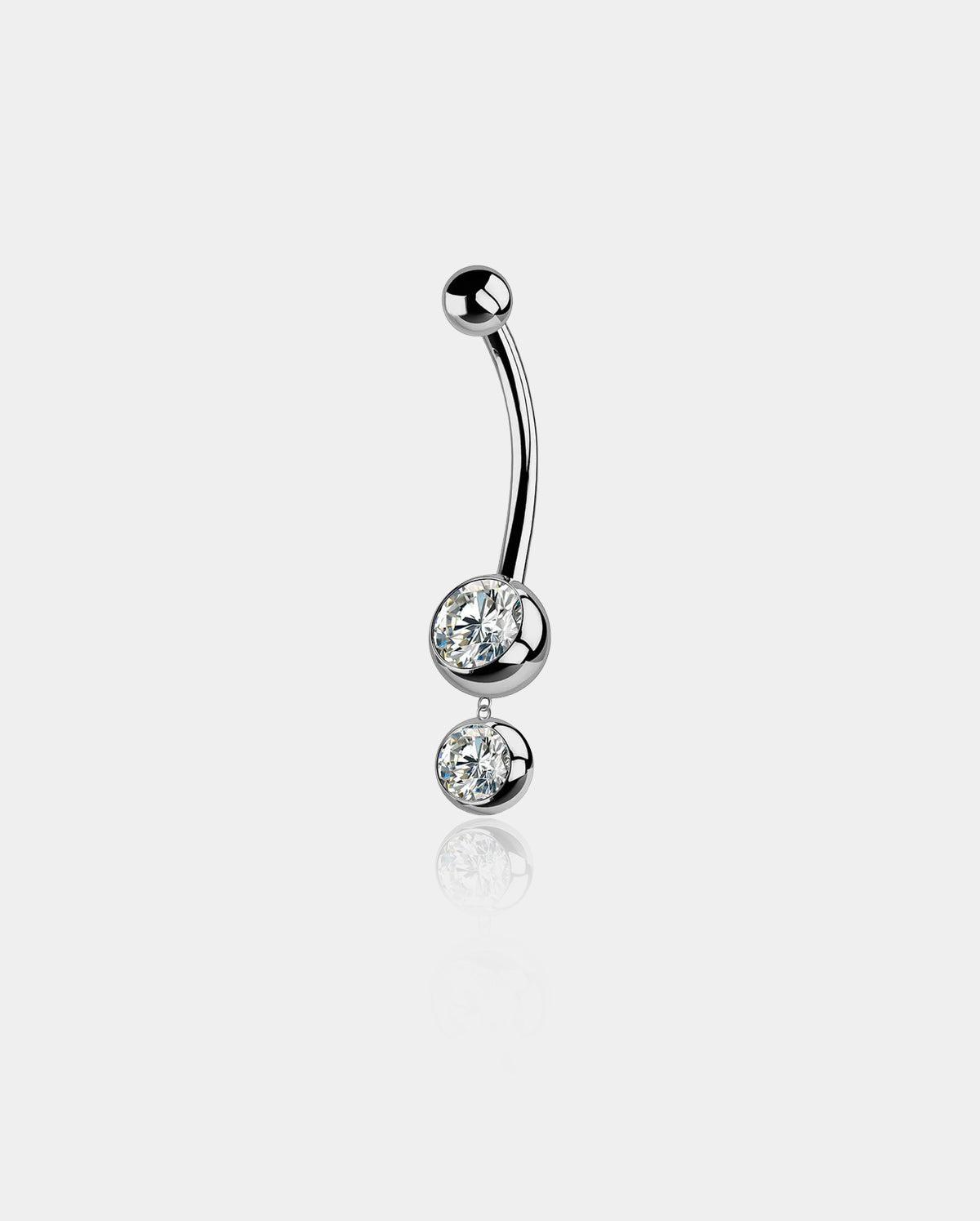 CZ Dangle Titanium Belly Ring - 10mm