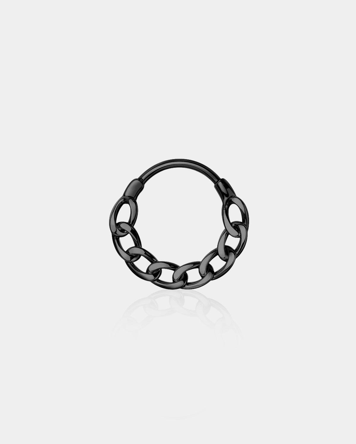 Chain Style Segment Daith Septum Ring - Black / 10mm