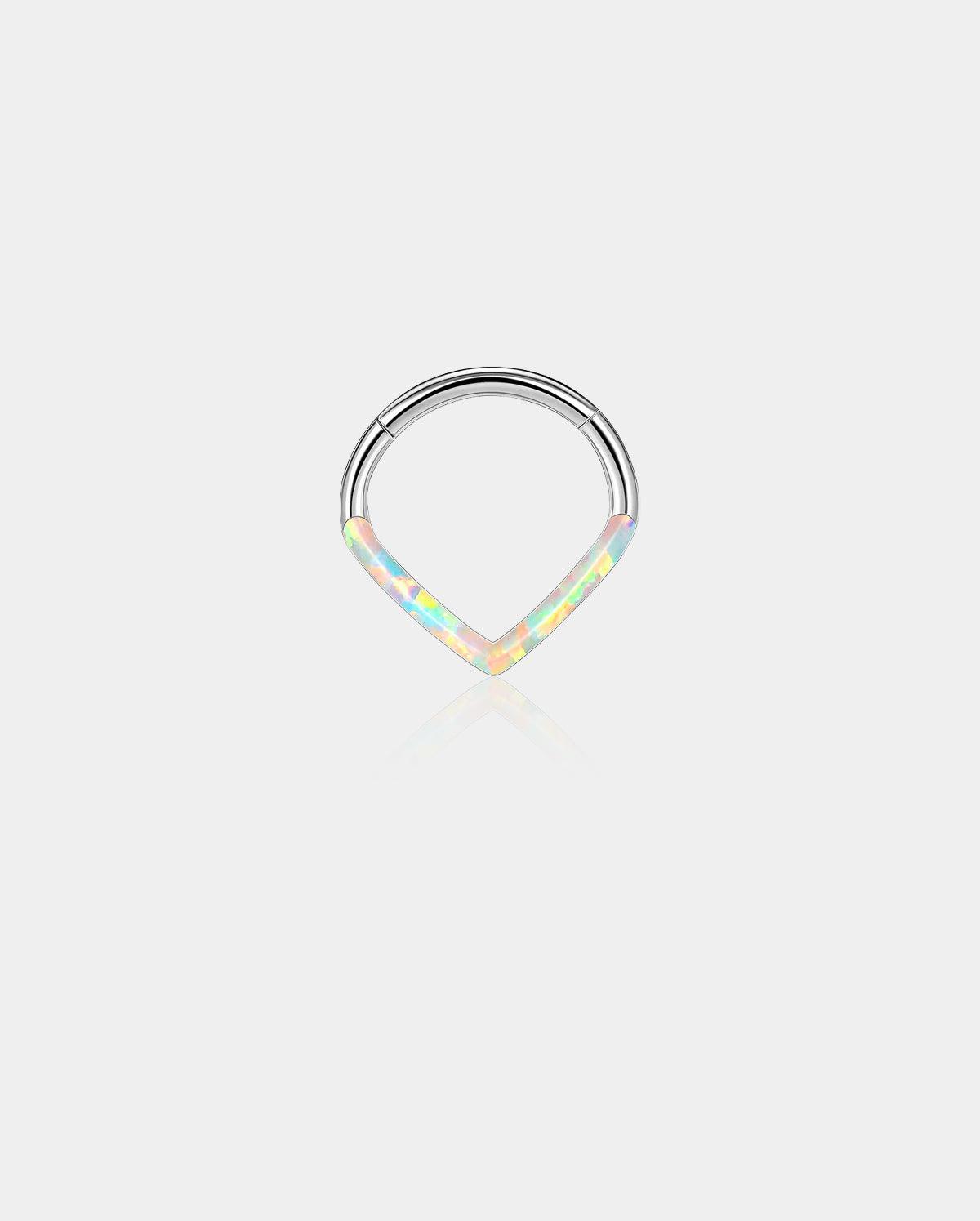 Opal Triangle Septum Segment Ring - Silver / 10mm
