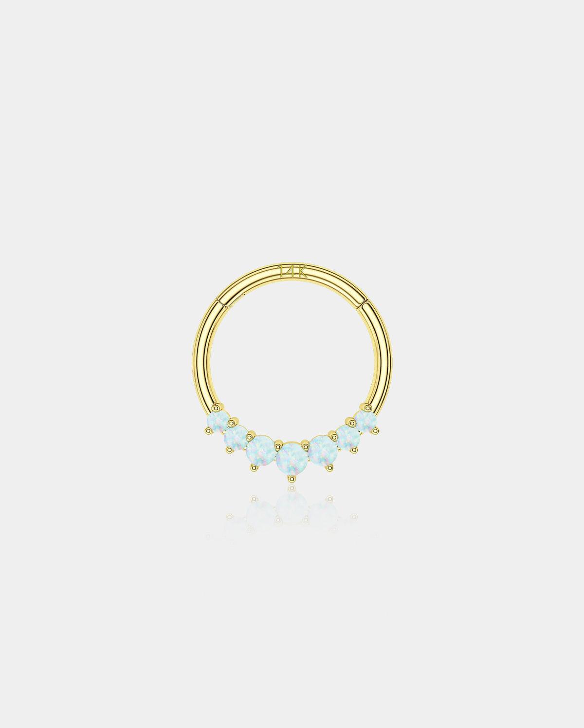 14K Gold Opal Segment Septum Ring - 8mm